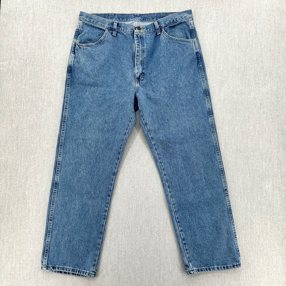 Rustler Jeans Men's 38x30 Regular Fit Straight Leg Denim‎ Blue Medium Wash
